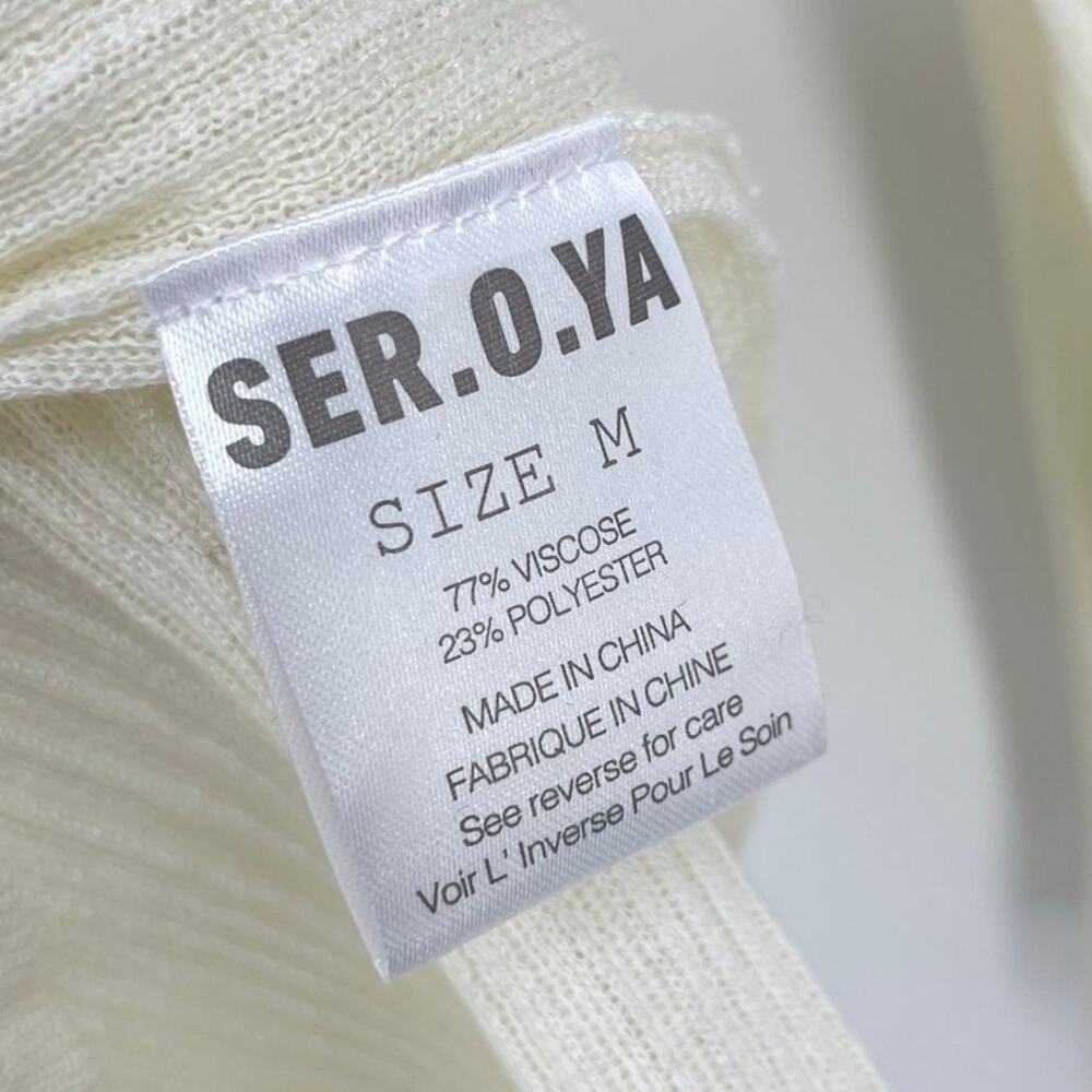 SER.O.YA | NWT Galli Mini Dress in Eggshell Ivory Folded Off Shoulder Knit M - Picture 11 of 12